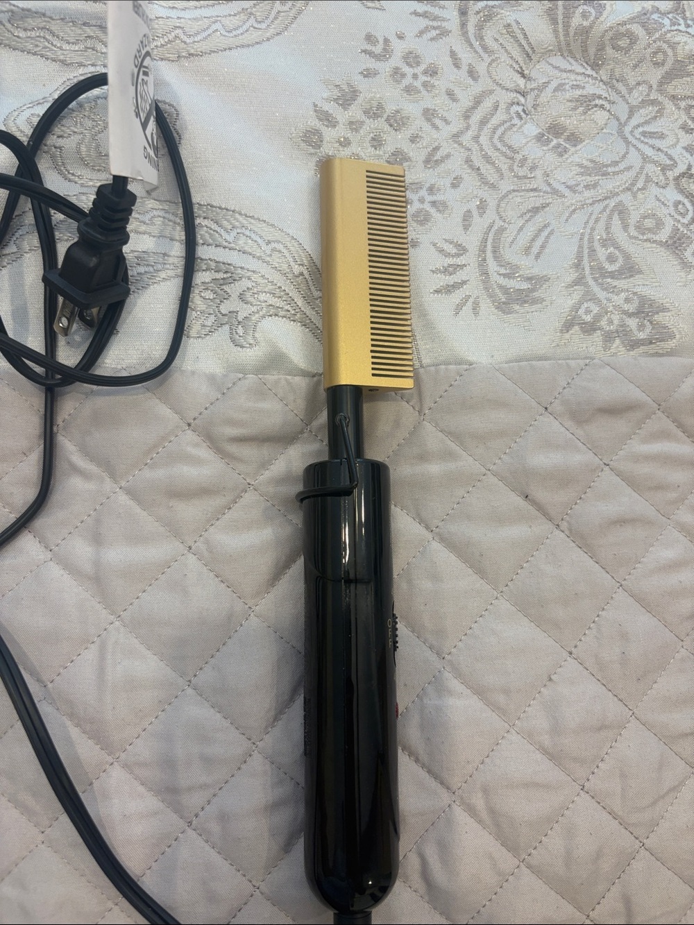 Gold & Black Heated Styling Comb for Women Hair